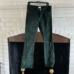 Frame green corduroy pants with ankle slit